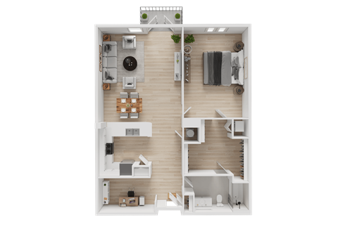 Floor plan for 1 bed, 1 bath, 1133 sqft